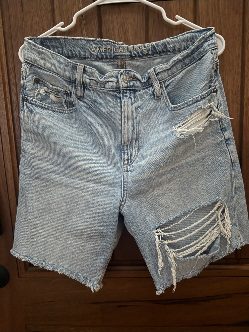 American Eagle Outfitters Light Wash Distressed Denim Shorts